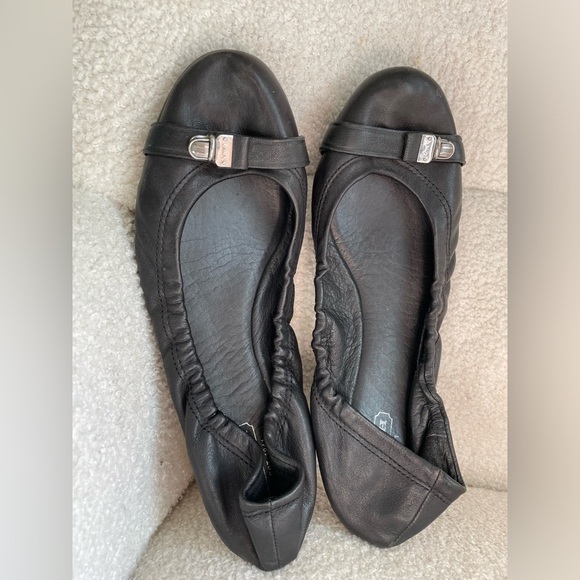Coach black leather ballet flats NWOT no wear size 7 silver detailing - Picture 5 of 8